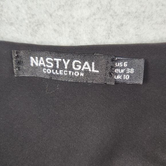 Nasty Gal Dress Womens Size 6 Black One Sleeve Center Cut Out - Picture 7 of 9